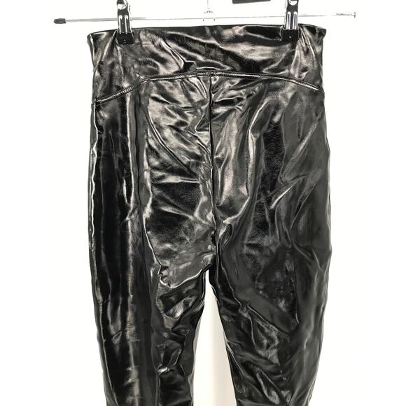 Spanx Black Shiny Faux Patent Leather Legging Size S High Waist - Picture 6 of 10